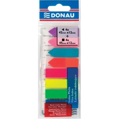DONAU Záložky samolepicí plastové a 12 cm pravítko - mix neonových barev [200 ks] – Zbozi.Blesk.cz