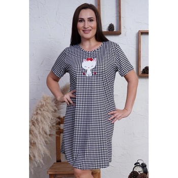 Макси карирана нощница в бяло и черно с коте