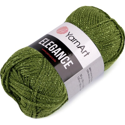 Pletací příze Elegance lurex 50 g Varianta: 10 (113) zelená khaki zlatá, Balení: 1 ks 47193/108952/239940