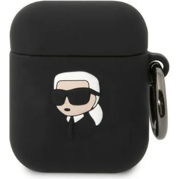 Karl Lagerfeld Кейс Karl Lagerfeld KLA2RUNIKK за AirPods 1/2, черен / черен, Silicone Karl Head 3D (KF001459-0)