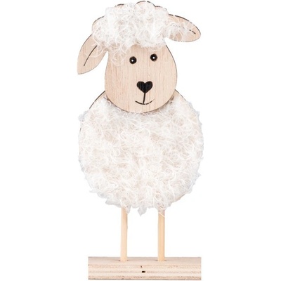 Dekorace dřevo, textil 75x165mm ovečka na postavení, přírodní, bílá – Zbozi.Blesk.cz