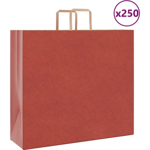 vidaXL Хартиени торбички 250 бр с дръжки червени 54x15x49 см (4101990)