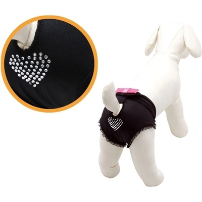 Camon Microfiber Dog Pants with Bow - бански/ хигиенни гащи за разгонени женски кучета, микрофибър розови 30 см. -черен