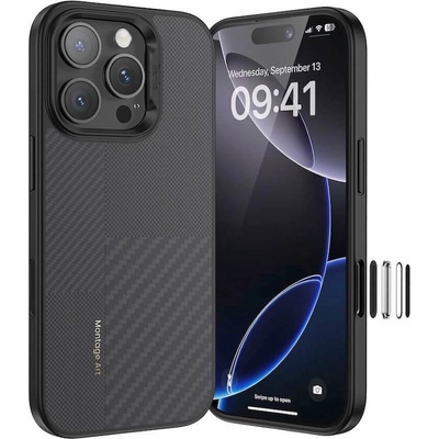 Benks Кевларен кейс с MagSafe за iPhone 16 Pro Max - Benks Magnetic Armor Pro Montage Kevlar Metal Frame Camera Control Case 600D and 1500D (черен) (MF66)
