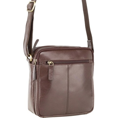 Značková pánska kožená taška cez rameno KT187 hnedá