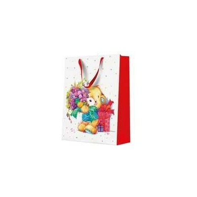 Darčeková taška - Teddy Bear with Flowers, veľká 30x41x12 cm