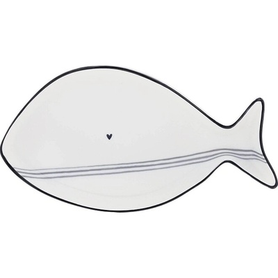 Bastion Collections Talíř FISH White/Blue Small Stripes LI-FISH-PL-013-IB