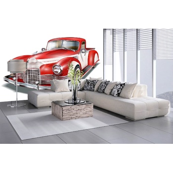 DIMEX ART s. r. o Самозалепваща се флизелинова фототапета ретро червена кола ii. 375 x 250 см