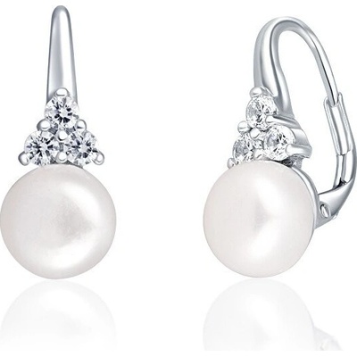 JwL Luxury Pearls strieborné náušnice s pravou perlou a zirkónmi JL0641
