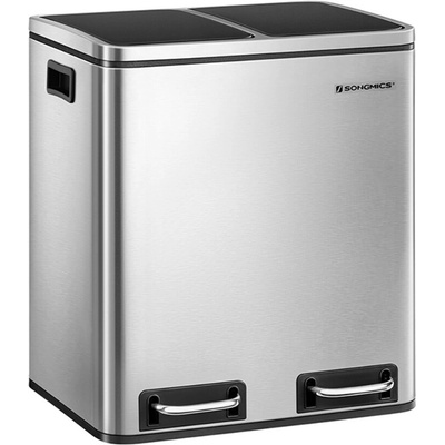 SongmicsHome Kôš na separovanie odpadu SORT 2 × 15 l, strieborná/čierna LTB30H