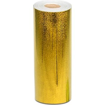 Univerzální hologramová samolepící fólie na metry motiv 8 kolečka - šíře 30cm - zlatá