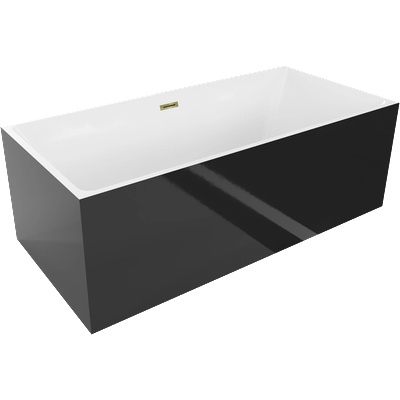 Mexen Nita свободностояща вана 170 x 80 см, бяла/черна, златен прелив - 52091708075-50 (52091708075-50)