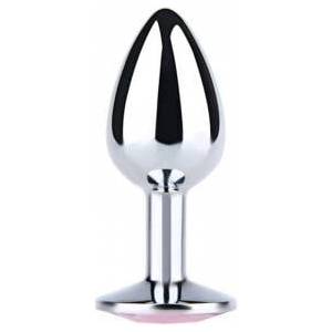 Fantasy by Cottelli Silver Medium Butt Plug with White Diamond