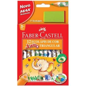 Faber-Castell Цветни моливи Фабел Кастел Faber Castell Eco Jumbo, 12 цвята + Jumbo острилка