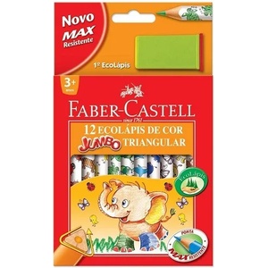 Faber-Castell Цветни моливи Фабел Кастел Faber Castell Eco Jumbo, 12 цвята + Jumbo острилка