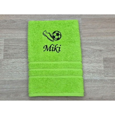 Povlečení Plus ručník se jménem pistáciový 50 x 100 cm kopačka a míč Miki