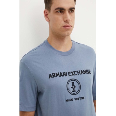 Памучна тениска Armani Exchange в синьо с апликация 6DZTLC ZJ9JZ (6DZTLC.ZJ9JZ)