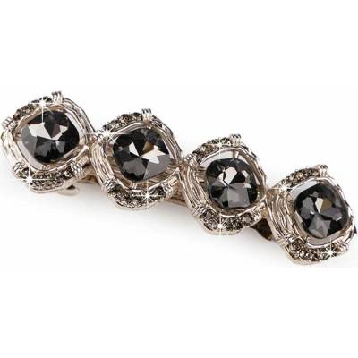 Francouzská spona do vlasů s broušenými kamínky - black diamond