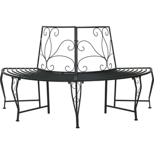 vidaXL Дървесен бенч 4 -местен 160 x 80 x 89 см steel Черно полукръгъл (42029524)