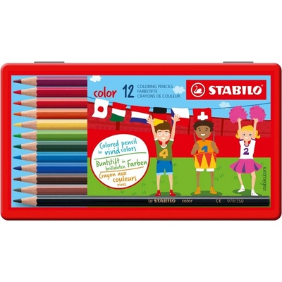 STABILO Комплект цветни моливи, Stabilo, Color метална кутия ST1812-77, 12 цвята (ST1812-77)