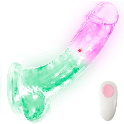 SuperLove LED Vibrating Dildo with Balls & Remote Large