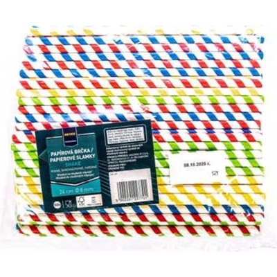 Metro Professional Brčka papírová pruhovaná 24 cm průměr 8 mm 100 ks