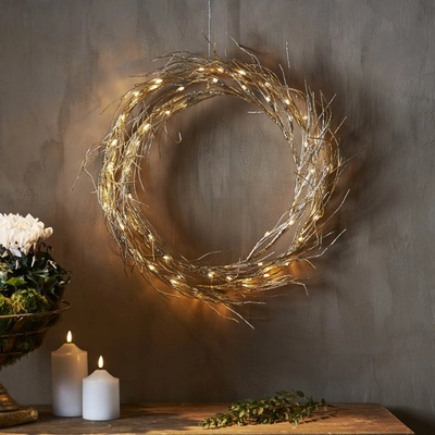 Star Trading Svietiaci vianočný veniec Fizzy Gold 45 cm