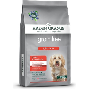 Arden Grange Grain Free Light/Senior - с пилешко месо и супер храни, за възрастни кучета или кучета с наднормено тегло 2 кг