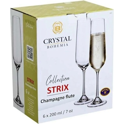 Crystal Bohemia STRIX sklenice na šampaňské 6 x 200 ml