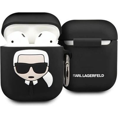 Karl Lagerfeld Защитен калъф Karl Lagerfeld Ikonik Silicone Case, за Apple Airpods/Airpods 2, силиконов, с карабинер, черен (KLACCSILKHBK)