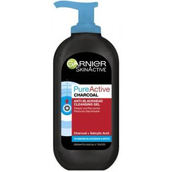 Image 1 of Garnier Skin Naturals Pure Anti-Blackhead Charcoal Cleansing Gel - Почистващ гел за лице против черни точки 200мл