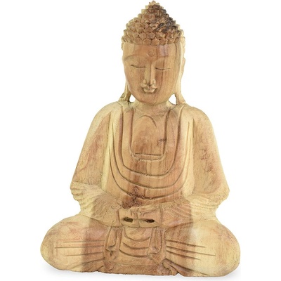 Dřevěná soška Buddha 25 cm světlá - Dhyana Mudra - meditace