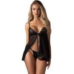 Obsessive Blomentis Babydoll & Thong Black M/L
