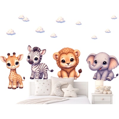 Nalepte.cz Štýl Disney safari zvieratká detské nálepky na stenu list 35 x 45 cm