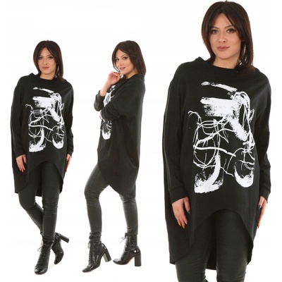 Fashionweek Ovresized bavlněná mikina s grafikou MF553 čierna