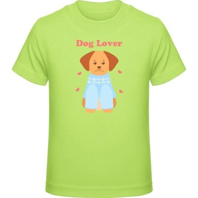 Premium tričko pro děti Nápis Dog Lover a pejsek limetková