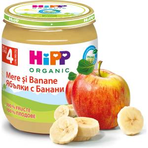 Hipp Био пюре Ябълки с банани 4м+ 125г