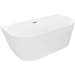 Mexen Oval Slim свободно стояща вана с монтаж към стена 170 x 80 см, бяла, преливник розово злато - 52661708000-60 (52661708000-60)