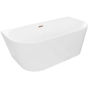 Mexen Oval Slim свободно стояща вана с монтаж към стена 170 x 80 см, бяла, преливник розово злато - 52661708000-60 (52661708000-60)