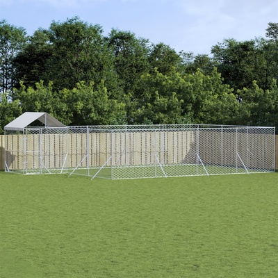 vidaXL Venkovní psí kotec se střechou stříbrný 1000 x 600 x 250 cm ocel 9799.3190472