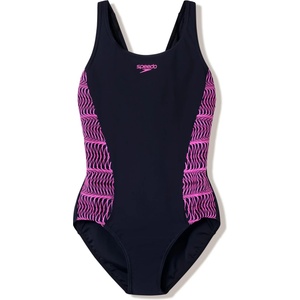 Speedo Дамски бански костюм Speedo Women's Placement Muscleback Swimsuit - Anthracite / Wineberry - размер 42 (EU) (150-5720-0516)