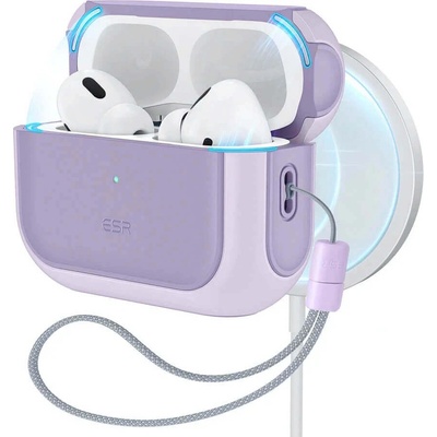 ESR Хибриден удароустойчив кейс с връзка за ръка съвместим с MagSafe за Apple AirPods Pro 3 - ESR Orbit Halolock MagSafe Case (лилав) (KF2353970)