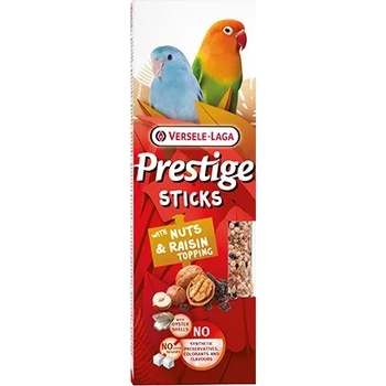 Versele-Laga - Prestige Sticks Small Parrot with Nuts & Raisin topping - Лакомство за средни папагали (неразделки) - стикове с топинг с ядки и стафиди, 2х30гр