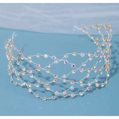 Naishide Jewelry Síťovaná čelenka do vlasů zdobená krystaly nebo perlami Druh barvy: Stříbrná