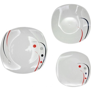 HOME ELEMENTS Jedálenský porcelánový servis Pruhy a bodky 18 ks