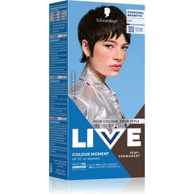 Schwarzkopf LIVE Colour Moment semipermanentná farba na vlasy odtieň 010 Charcoal Brunette 50 ml