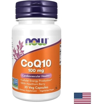 NOW Коензим Q10 100 mg + глог 400 mg, CoQ10 with hawthorn berry, 30 капсули (03210 (NOW-3500))