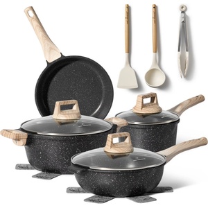 Just Perfecto Комплект тенджери и тигани Just Perfecto JL-32, 12 ч, Отливка, Мраморно покритие, Индукция, Аксесоари, Черен (JL-32 black)