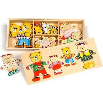 Bigjigs oblékací puzzle v krabičce Medvědí rodinka