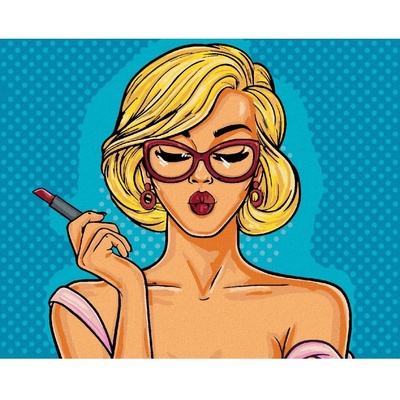 Zuty Malování podle čísel POP ART BLONDÝNA S RTĚNKOU